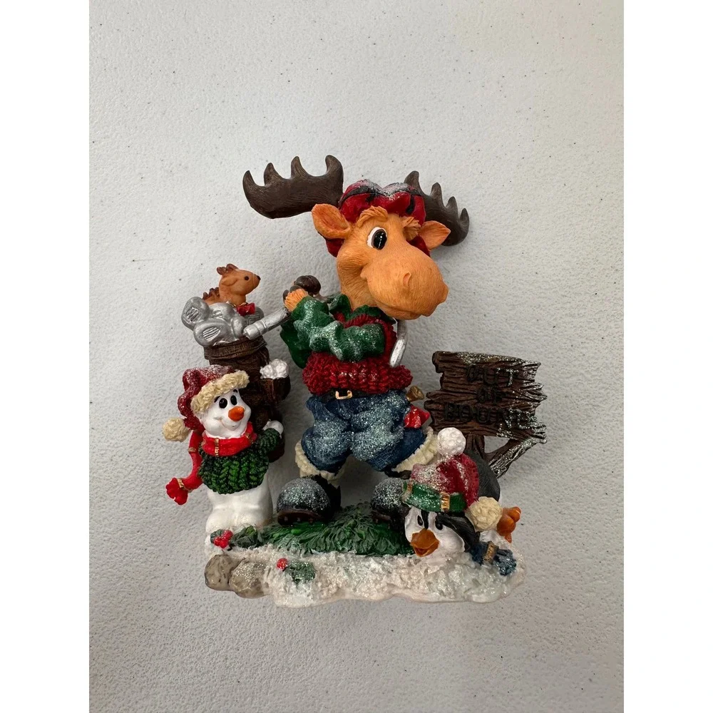 Ames Moose Golfing Figurine Christmas Holiday Decor Snowman Penguin Resin 4.5in